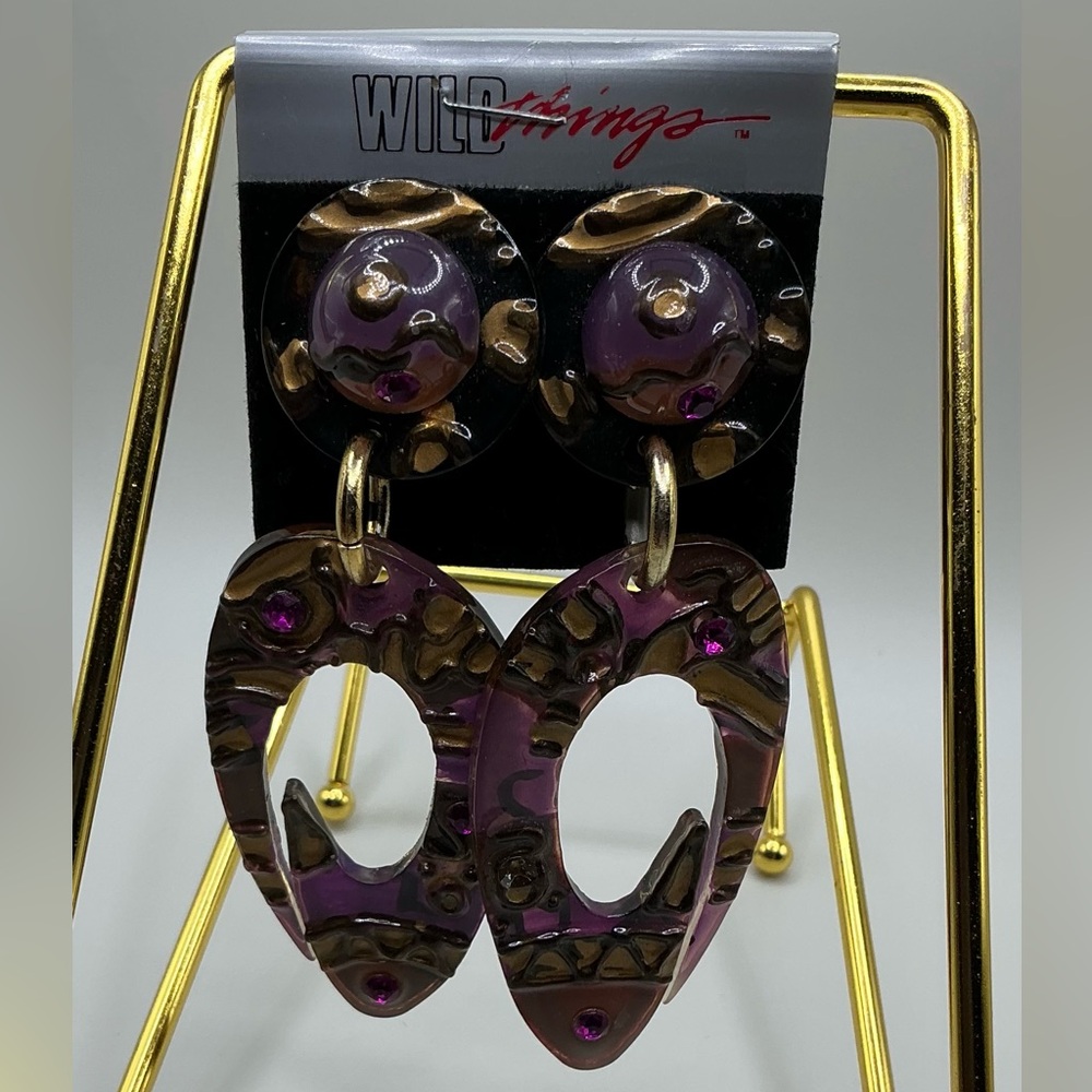 A Rare Vintage Pair Of The Wild Pair Wild Things 90’s Dangle Clip On Earrings